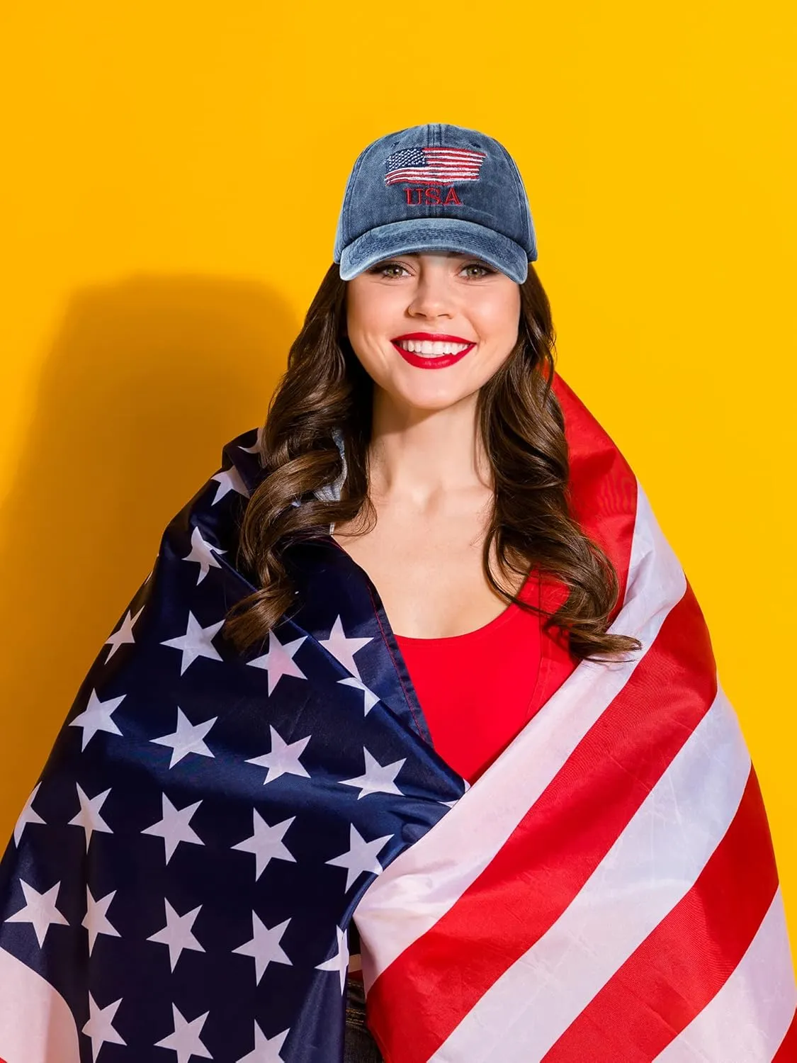 4 Pieces USA Flag Hat American Patriotic Baseball Cap Tactical Hat for Men Adjustable Cotton Dad Hat Women Teens