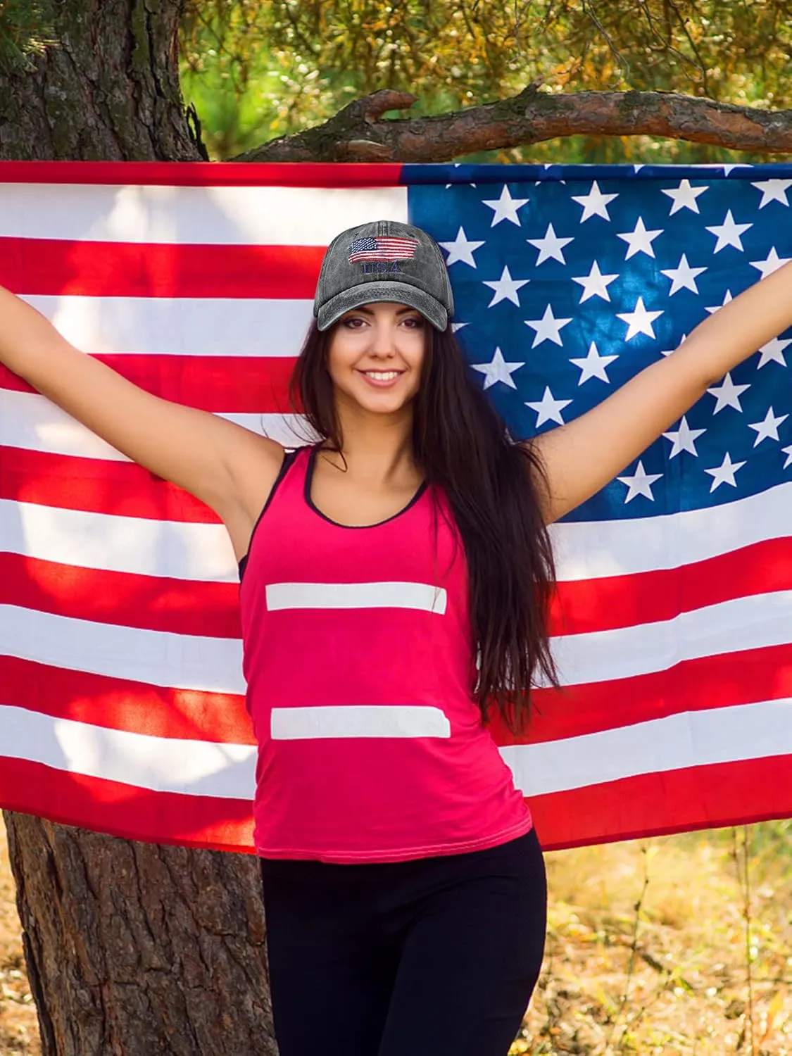 4 Pieces USA Flag Hat American Patriotic Baseball Cap Tactical Hat for Men Adjustable Cotton Dad Hat Women Teens