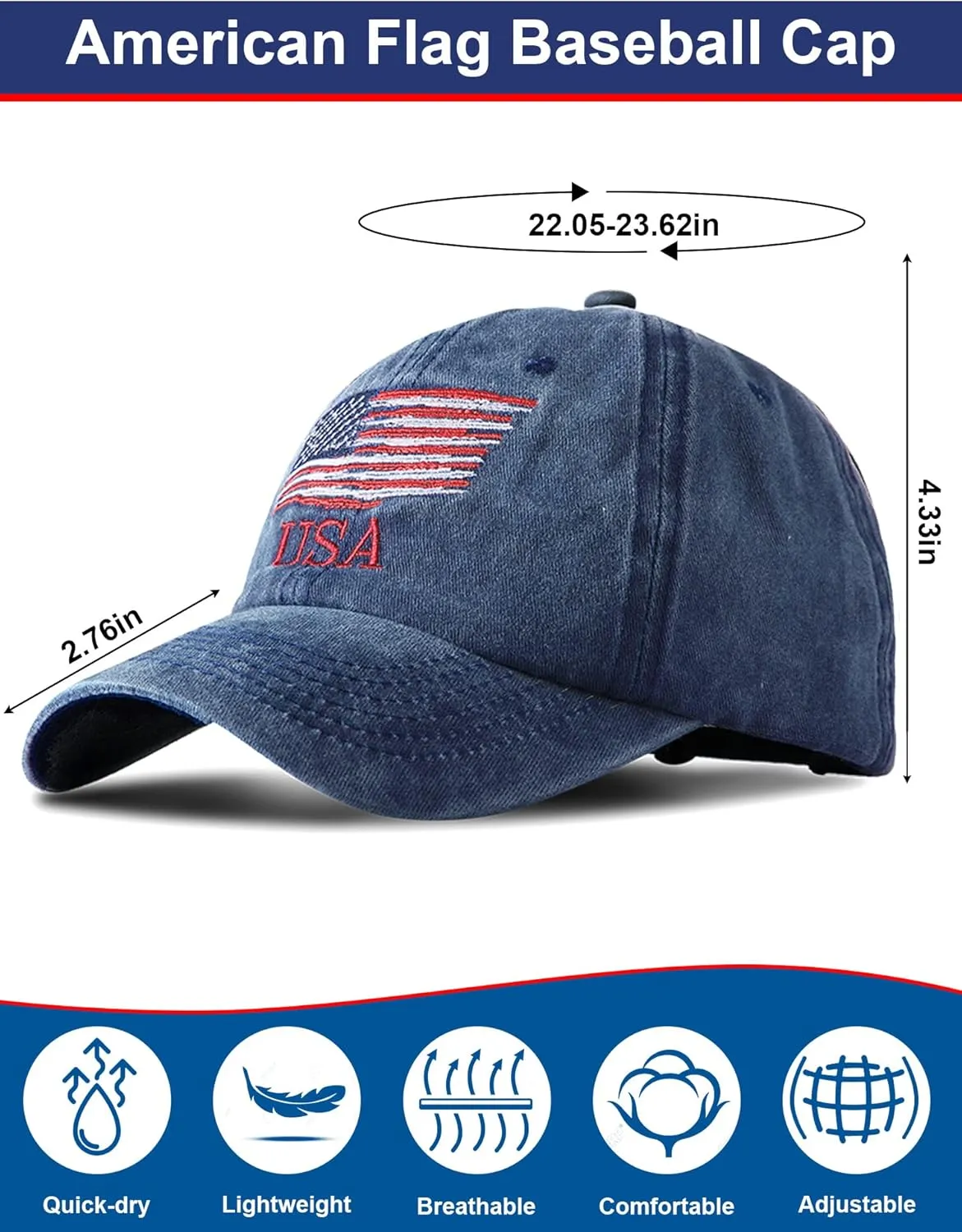 4 Pieces USA Flag Hat American Patriotic Baseball Cap Tactical Hat for Men Adjustable Cotton Dad Hat Women Teens