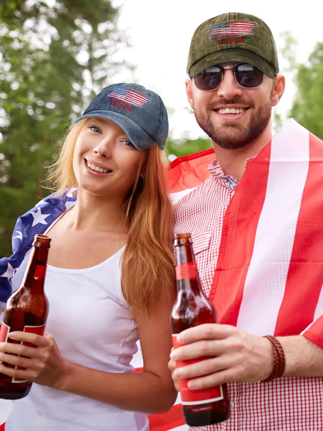 4 Pieces USA Flag Hat American Patriotic Baseball Cap Tactical Hat for Men Adjustable Cotton Dad Hat Women Teens