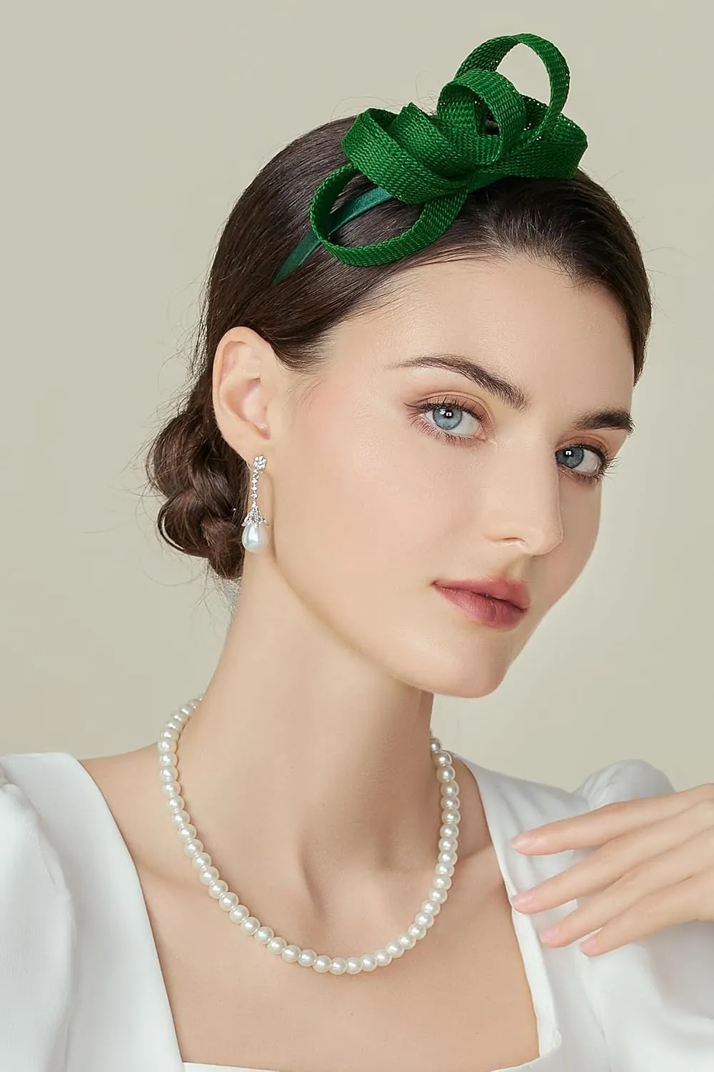 BABEYOND Fascinator Headband for Women - Tea Party Kentucky Bow Headband Derby Bridal Wedding Daily Headpiece with Hair Clip