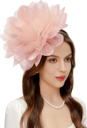 BABEYOND Fascinators Hats for Women - Tea Party Kentucky Fascinator Derby Hat Mesh Flower Fluffy Headband with Hair Clip