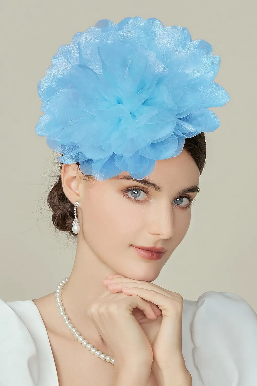 BABEYOND Fascinators Hats for Women - Tea Party Kentucky Fascinator Derby Hat Mesh Flower Fluffy Headband with Hair Clip