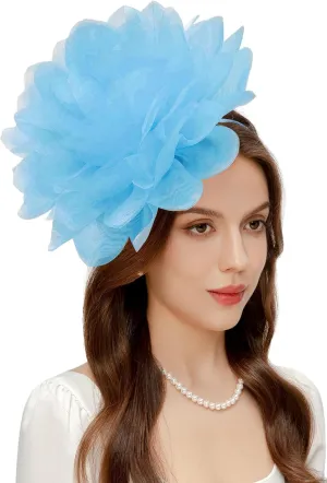 BABEYOND Fascinators Hats for Women - Tea Party Kentucky Fascinator Derby Hat Mesh Flower Fluffy Headband with Hair Clip