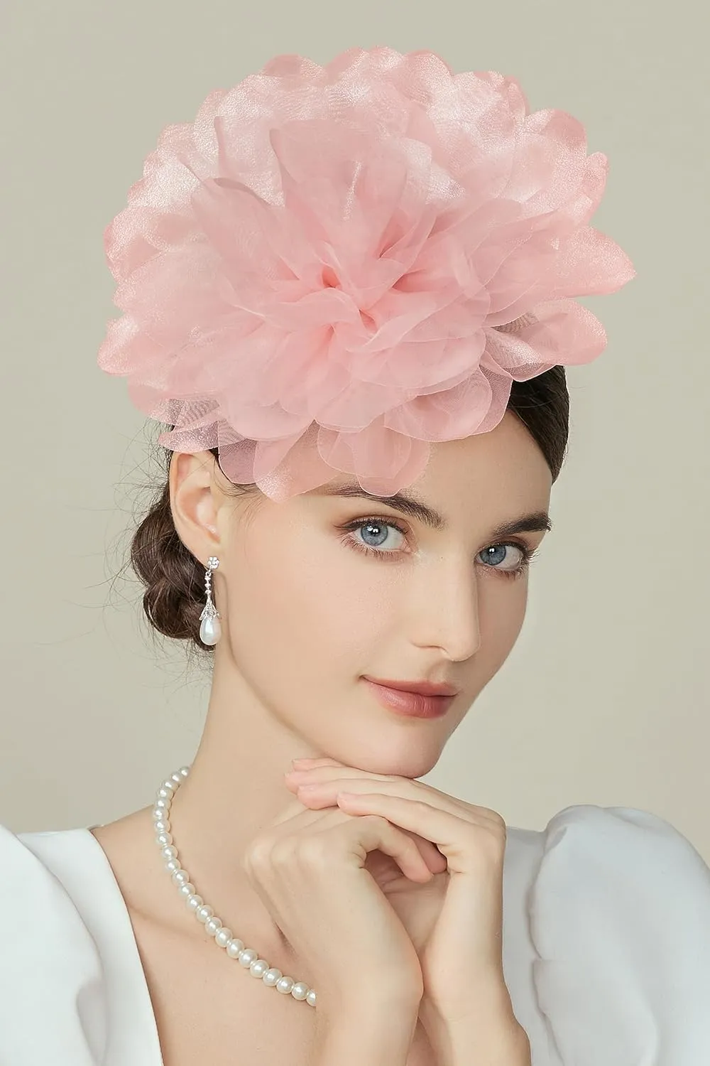 BABEYOND Fascinators Hats for Women - Tea Party Kentucky Fascinator Derby Hat Mesh Flower Fluffy Headband with Hair Clip