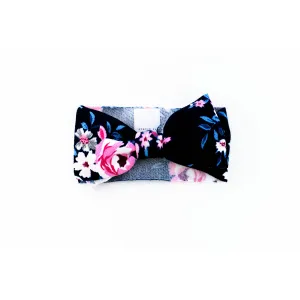 blue floral "julia" newborn headwrap