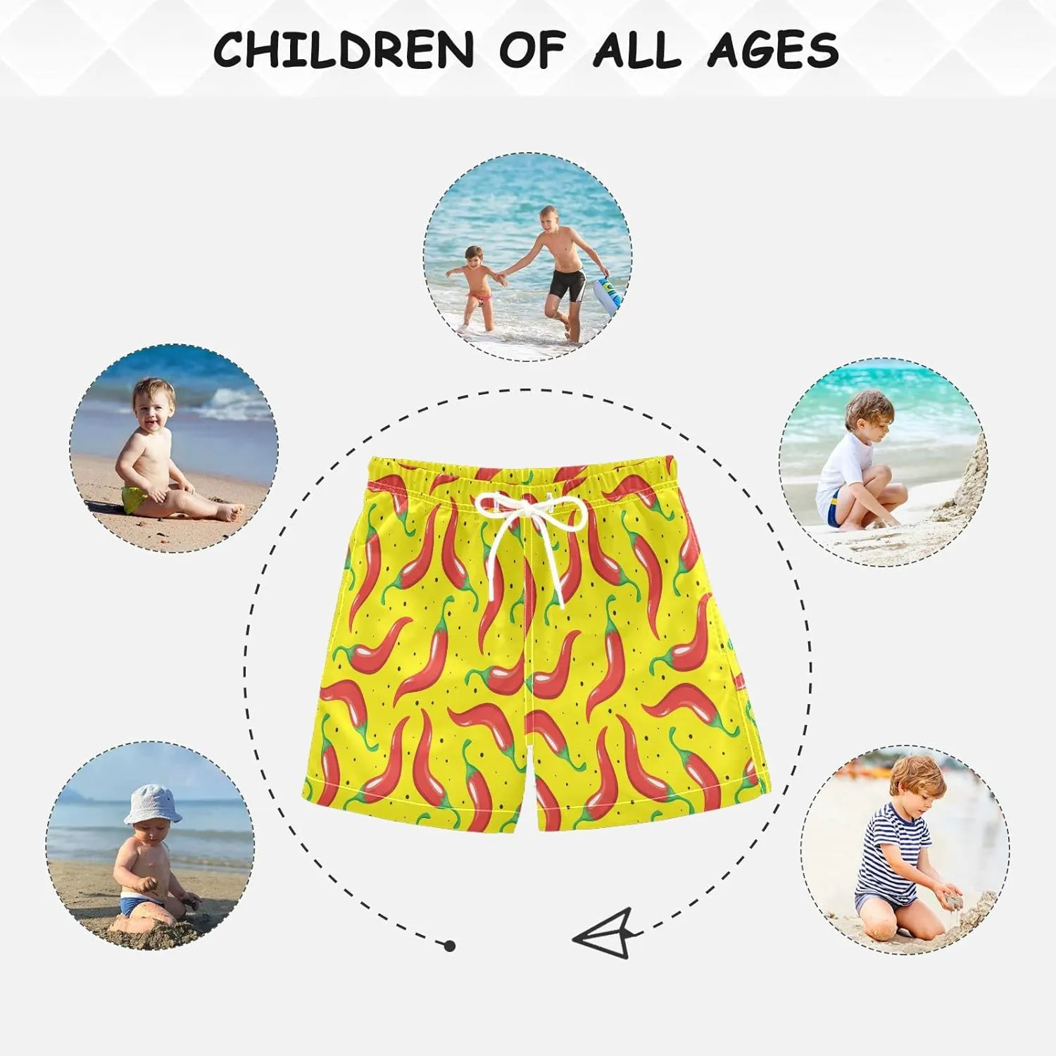 Boccsty Blue Ice Cream Drip Boys Swim Trunks Baby Kids Swimwear Summer Toddler Beach Board Shorts 2T-XL