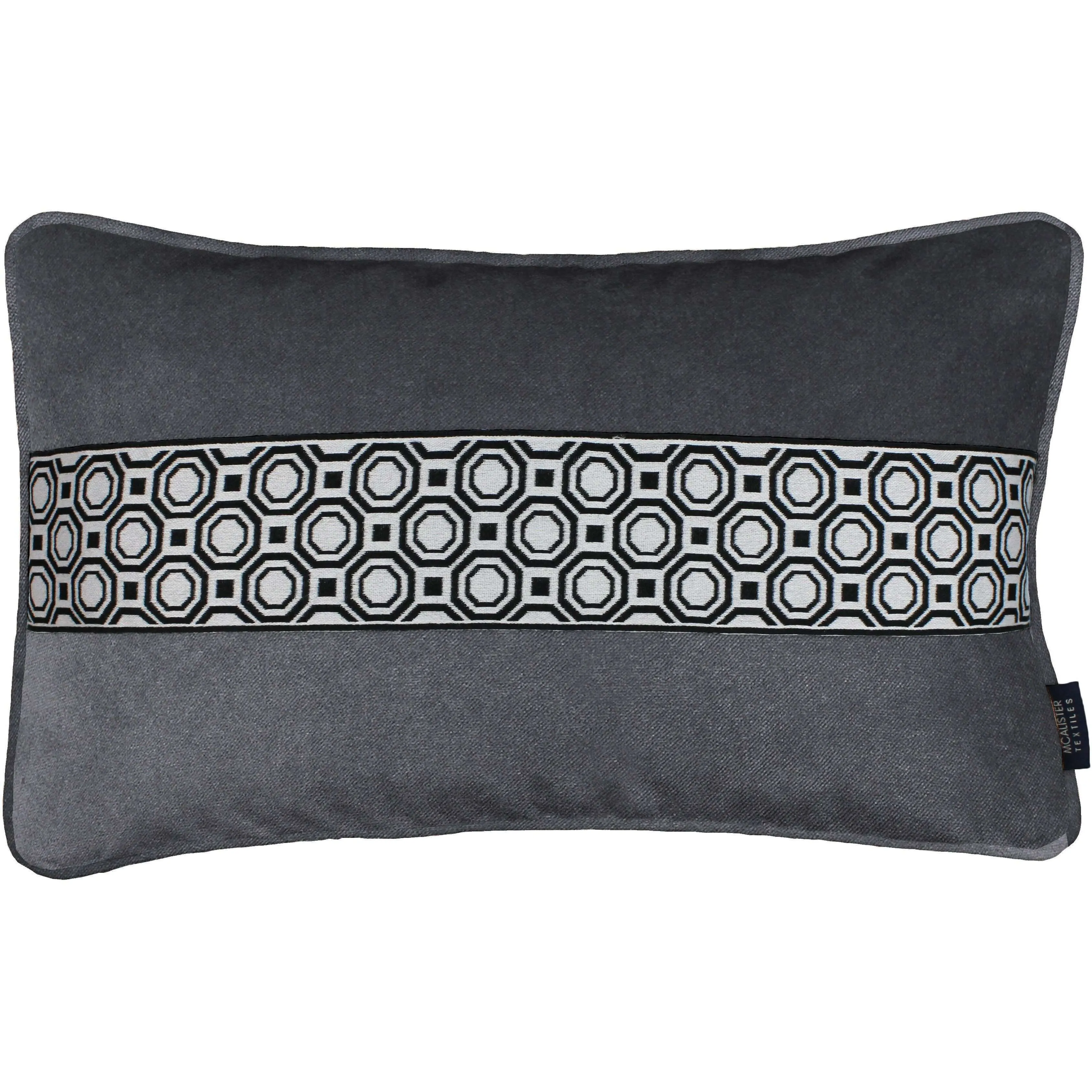 Cancun Striped Charcoal Grey Velvet Pillow