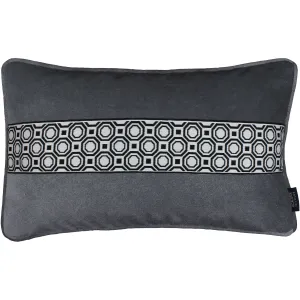Cancun Striped Charcoal Grey Velvet Pillow