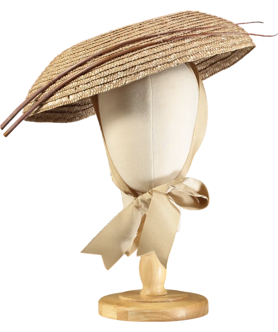 Cherubina Beige Raffia Fascinator Hat One Size