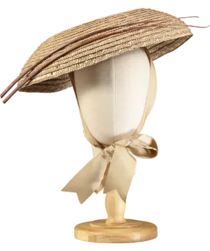 Cherubina Beige Raffia Fascinator Hat One Size