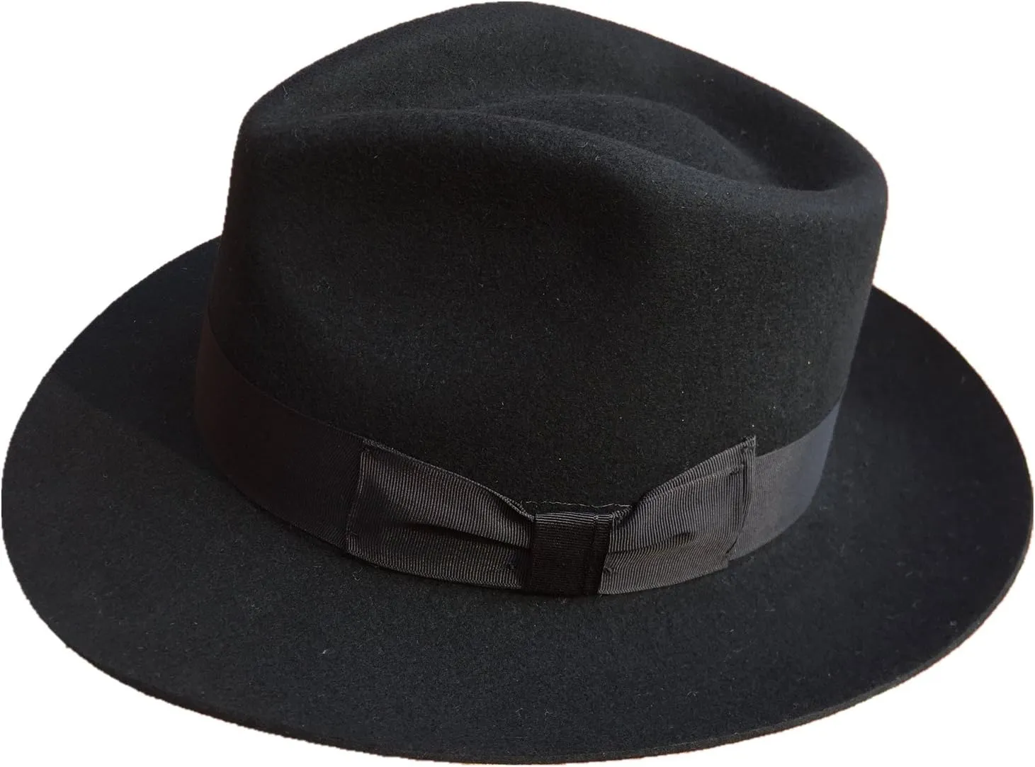 Classic Black Men's Wool Felt Godfather Gangster Mobster Gentleman Fedora Hat