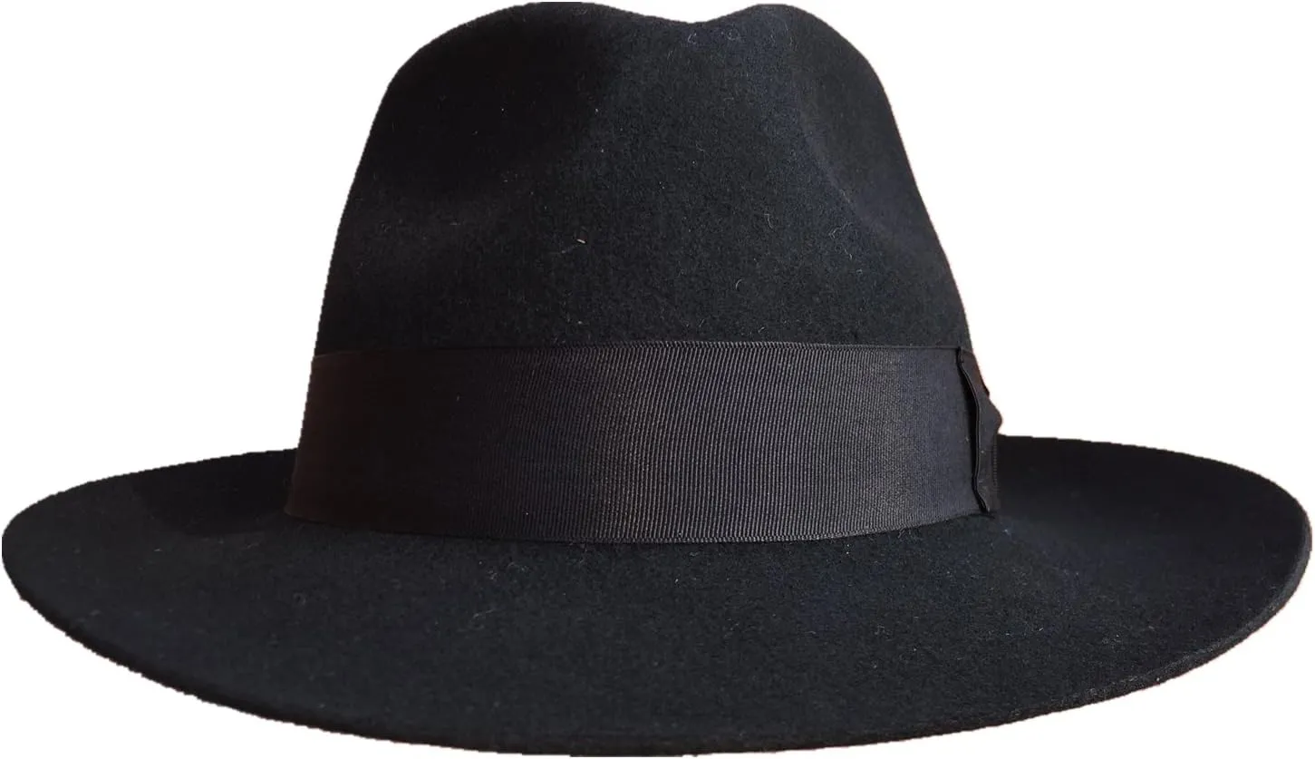 Classic Black Men's Wool Felt Godfather Gangster Mobster Gentleman Fedora Hat