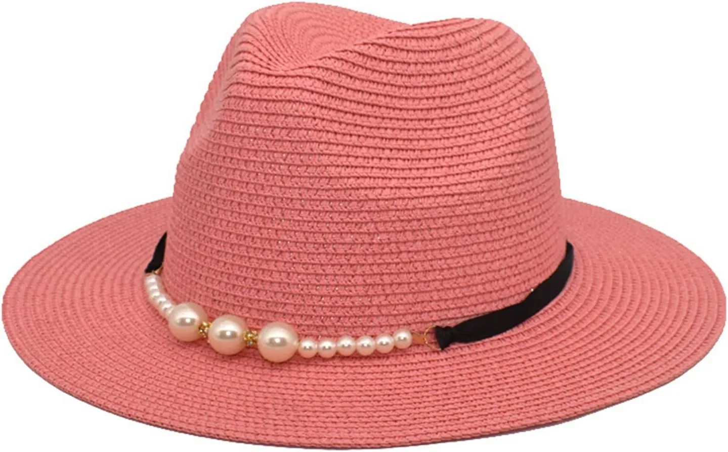 Classic Fedora Hat Two Tone Flat Top Hat with Band Wide Brim Pork Pie Hat Adjustable Patchwork Colors Panama Hat