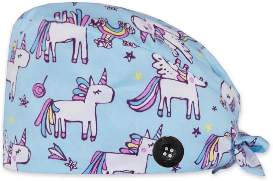 Cute Printed Working Cap with Sweatband Adjustable Tie Back Hats for Women/Men