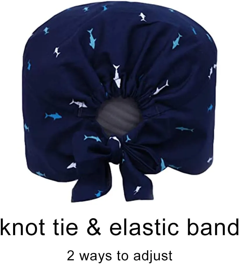 Cute Printed Working Cap with Sweatband Adjustable Tie Back Hats for Women/Men