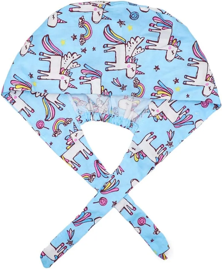 Cute Printed Working Cap with Sweatband Adjustable Tie Back Hats for Women/Men