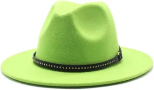 DHAEY Autumn and Winter Warm Woolen Top Hat, Large Brim Felt Hat, Vintage and Versatile Jazz Hat, Imitation Wool Hat Luopan Caps & Hats (Color : Fruit Green, Size : 56-58cm)