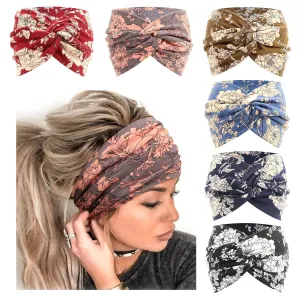 DRESHOW 6 Pack Extra Wide Headbands for Women Large Turban Headband Boho Head Wrap Elastic Hairbands Hair Twisted Knot Hair Accessories
