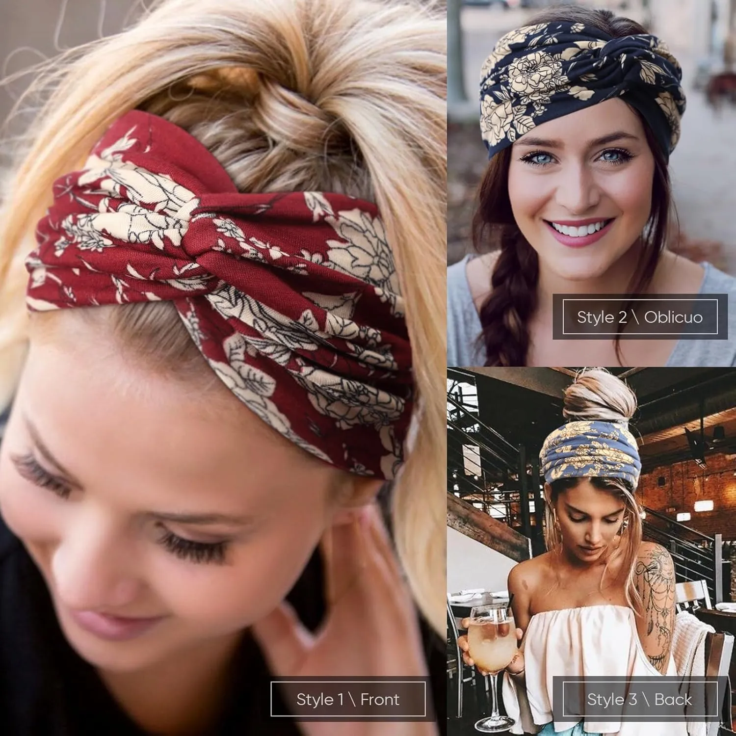 DRESHOW 6 Pack Extra Wide Headbands for Women Large Turban Headband Boho Head Wrap Elastic Hairbands Hair Twisted Knot Hair Accessories