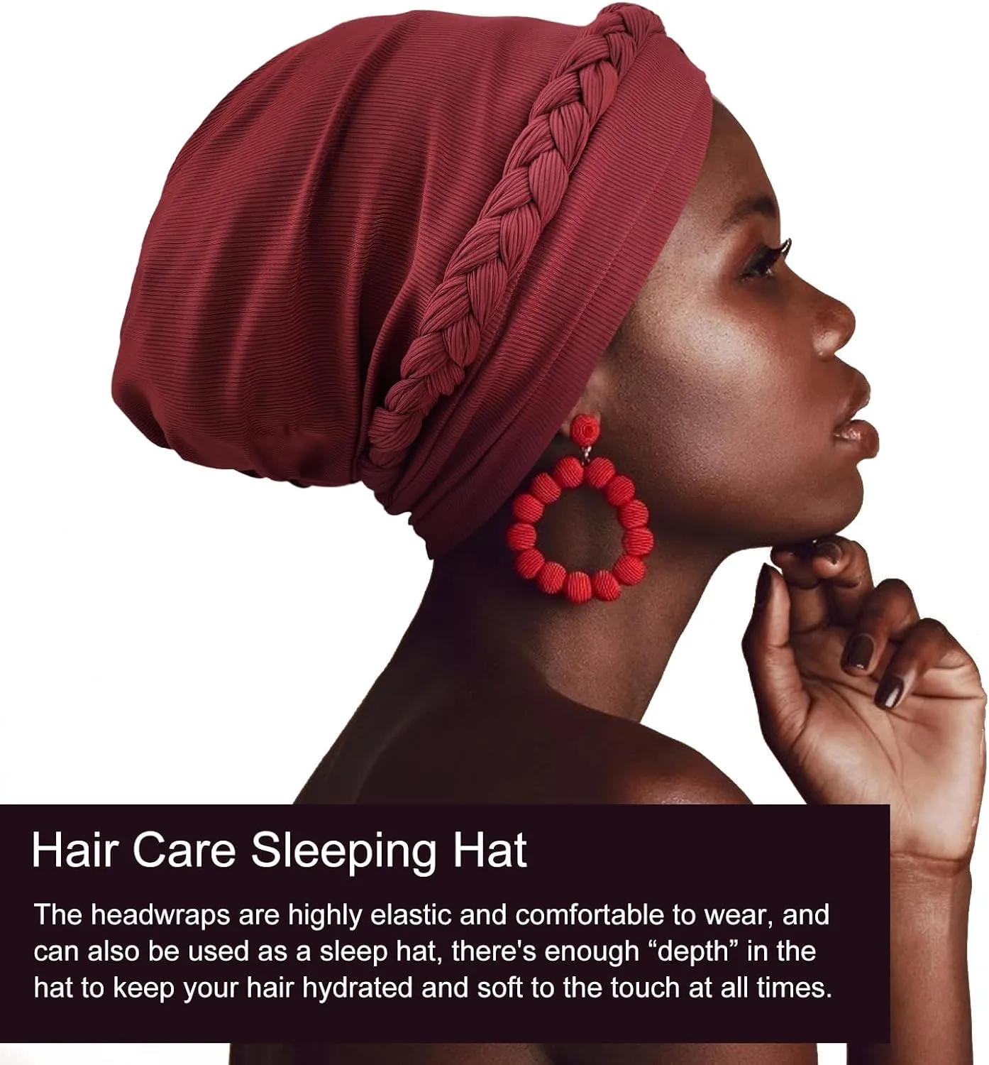 DRESHOW African Women Turban Caps Beanie Twist Headscarf Pre-Tied Double Twisted Braid Hair Cover Wrap Hat Chemo Cancer Cap