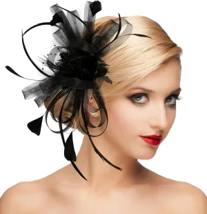 dressfan Fascinator Hat Headpiece Womens 20s Vintage Wedding Hair Accessories for Derby/Wedding/Cocktail/Tea Party