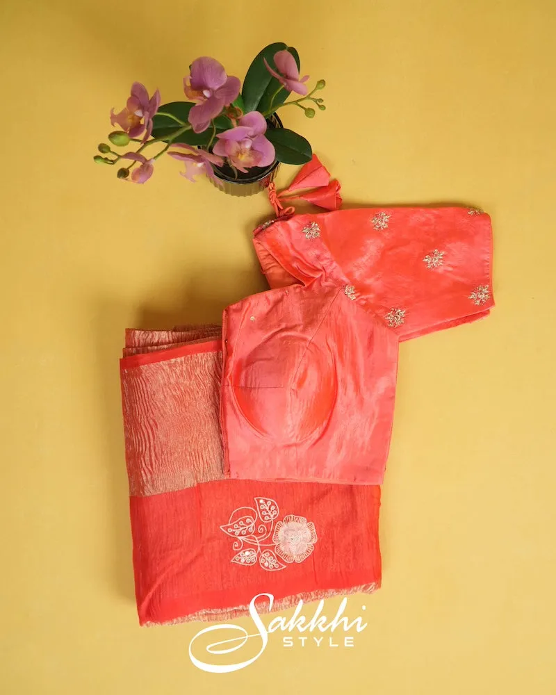 EMBROIDERED BANANAS SAREE WITH BLOUSE