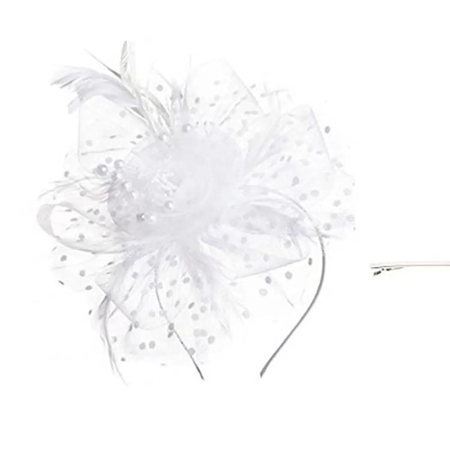 Fascinators Hats 20s 50s Pillbox Hat Cocktail Tea Party for Women (White, One Size)
