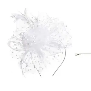 Fascinators Hats 20s 50s Pillbox Hat Cocktail Tea Party for Women (White, One Size)