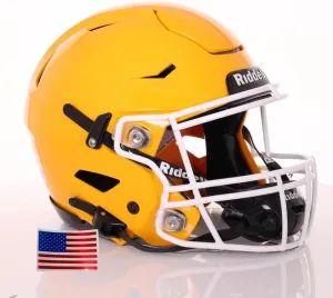 Green Gridiron - Riddell SpeedFlex Adult w/White SF-2BD Facemask   Chrome US Helmet Flag Decal