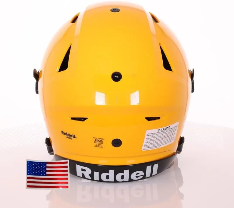 Green Gridiron - Riddell SpeedFlex Adult w/White SF-2BD Facemask   Chrome US Helmet Flag Decal