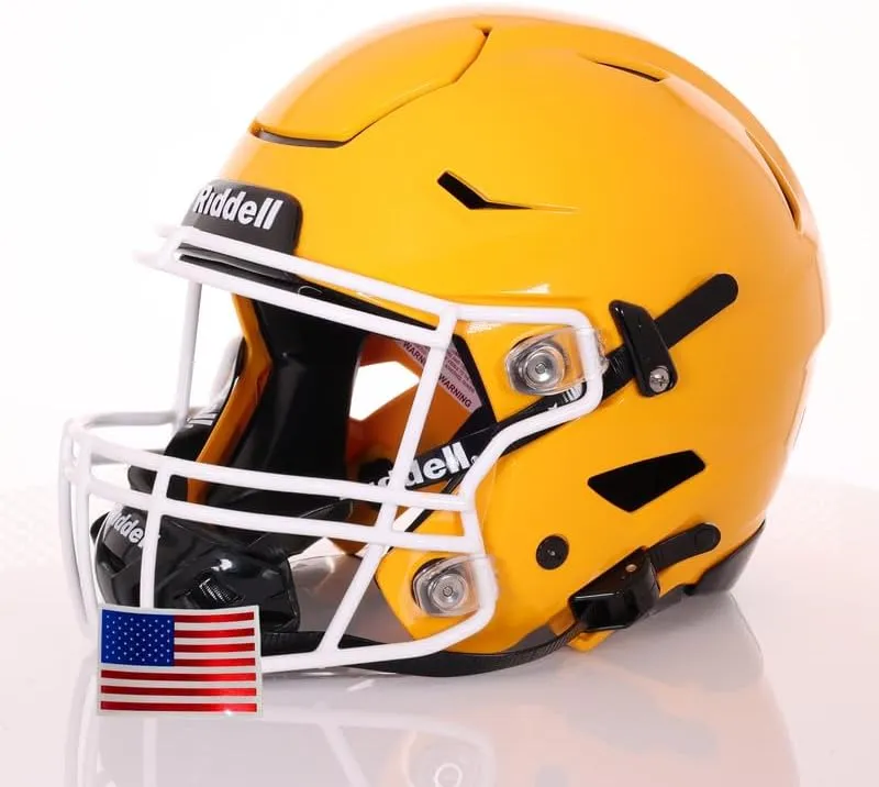 Green Gridiron - Riddell SpeedFlex Adult w/White SF-2BD Facemask   Chrome US Helmet Flag Decal