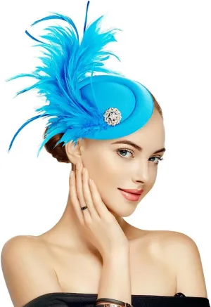 Handmade Fascinators Hat Feathers on a Headband and a Clip 20s 50s Pillbox Hat Derby Tea Party Cocktail Headwear for Women