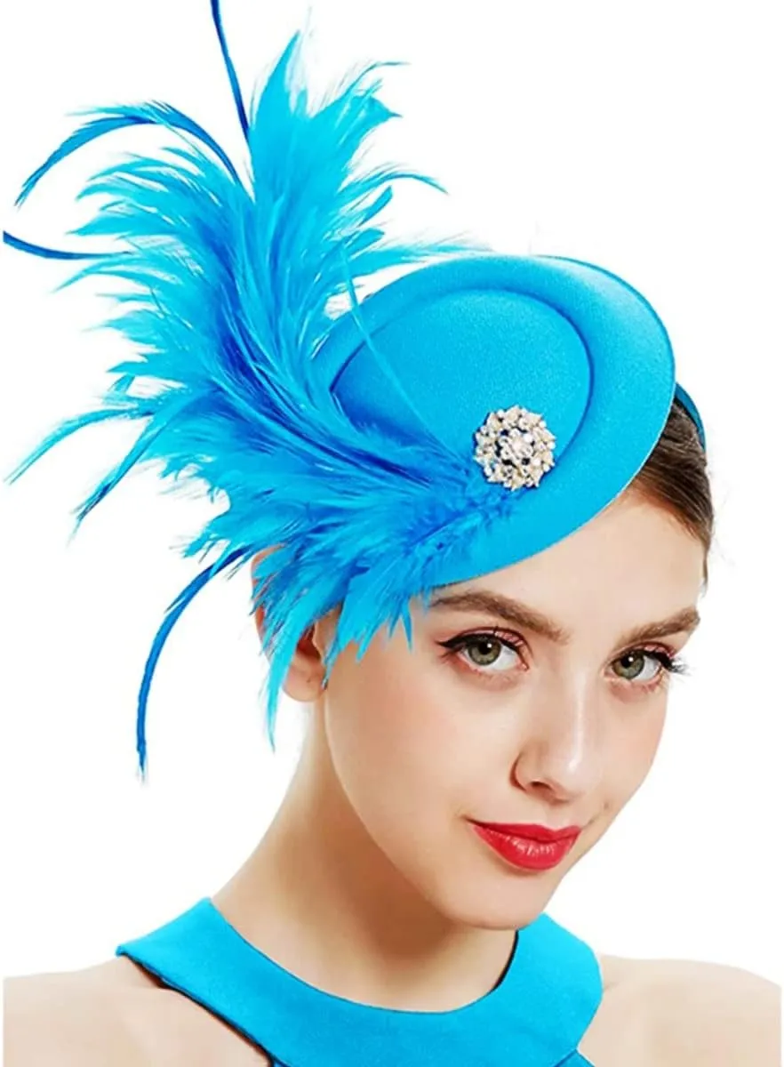 Handmade Fascinators Hat Feathers on a Headband and a Clip 20s 50s Pillbox Hat Derby Tea Party Cocktail Headwear for Women