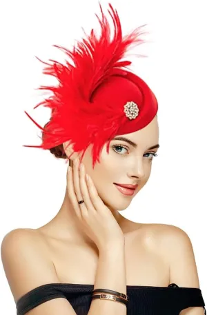 Handmade Fascinators Hat Feathers on a Headband and a Clip 20s 50s Pillbox Hat Derby Tea Party Cocktail Headwear for Women