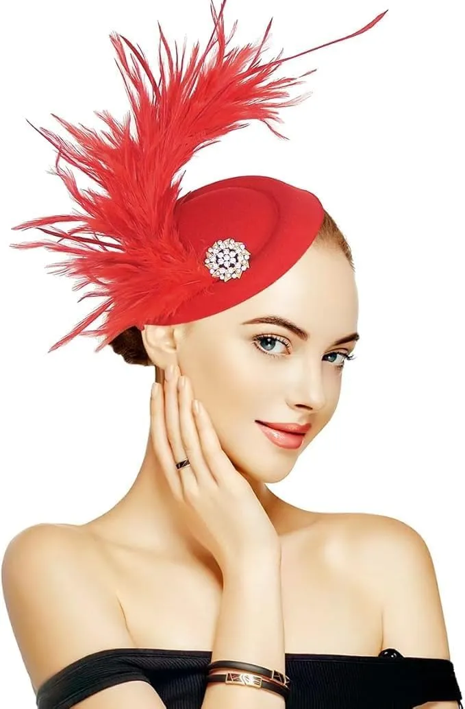 Handmade Fascinators Hat Feathers on a Headband and a Clip 20s 50s Pillbox Hat Derby Tea Party Cocktail Headwear for Women