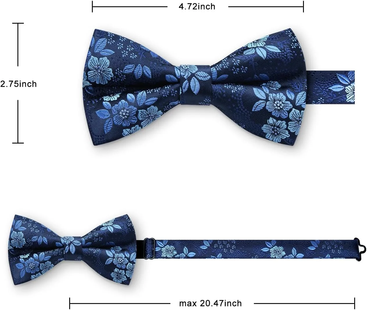 HISDERN Bow Ties for Men Pre-Tied Bow Tie Floral Paisley Handkerchief Classic Formal Bowtie and Pocket Square Cufflinks Set