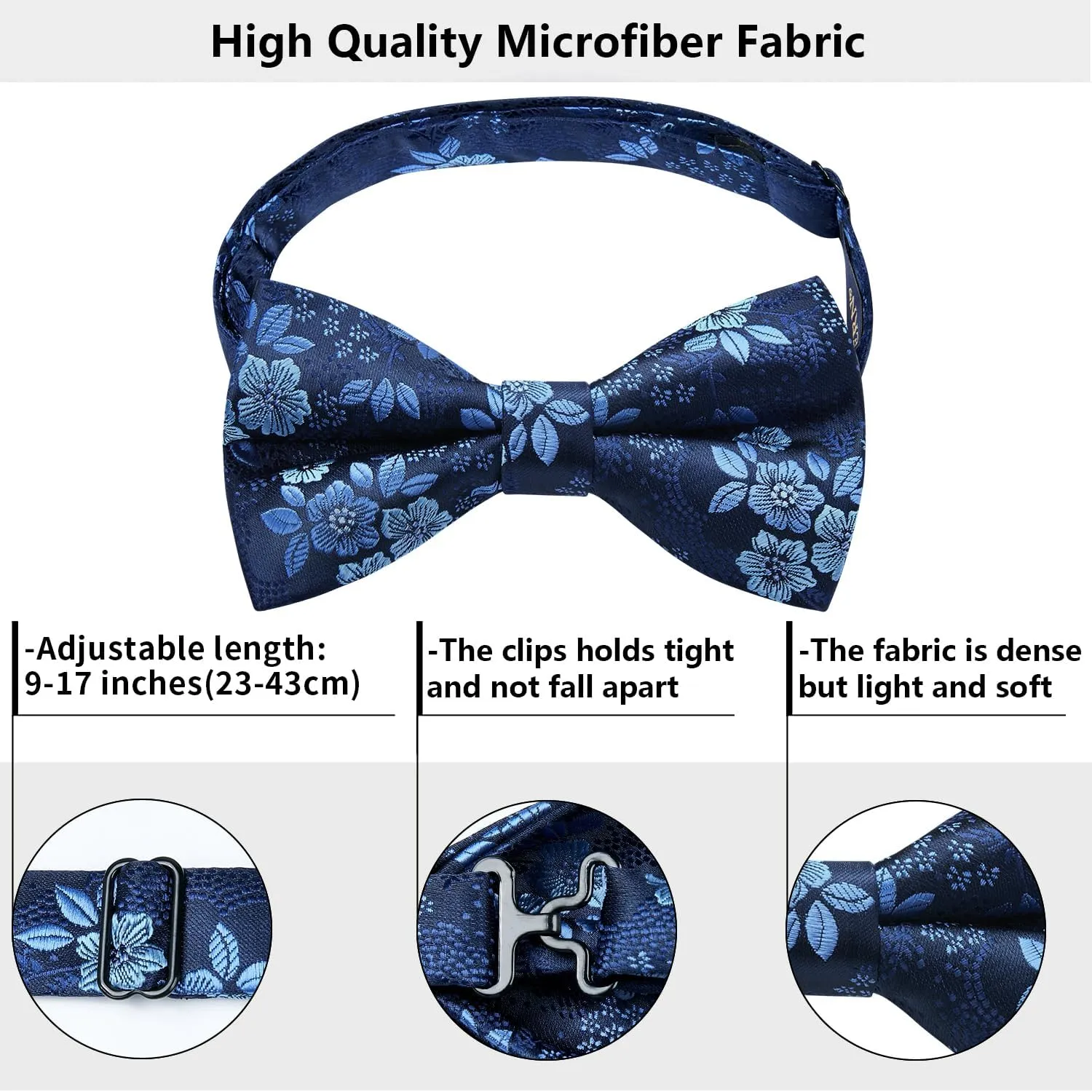 HISDERN Bow Ties for Men Pre-Tied Bow Tie Floral Paisley Handkerchief Classic Formal Bowtie and Pocket Square Cufflinks Set