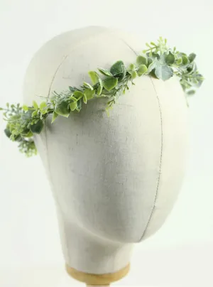 HJYHYN Flower Crown Boho Wreath Artificial Floral Bridal Headpiece Greenery for Wedding Ceremony Party Festival (Green)