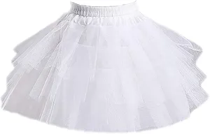 Kids White Mini 3 Layers Wedding Flower Girl Petticoat/Underskirt/Crinoline Slips