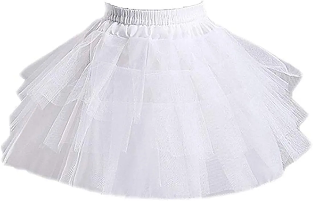 Kids White Mini 3 Layers Wedding Flower Girl Petticoat/Underskirt/Crinoline Slips