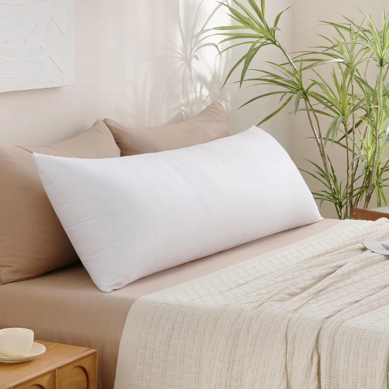 Leeden Full Body Pillow for Adults, Firm and Fluffy Long Pillow Insert, Breathable Pillow for Side Sleepers and Bed Support20x54 White