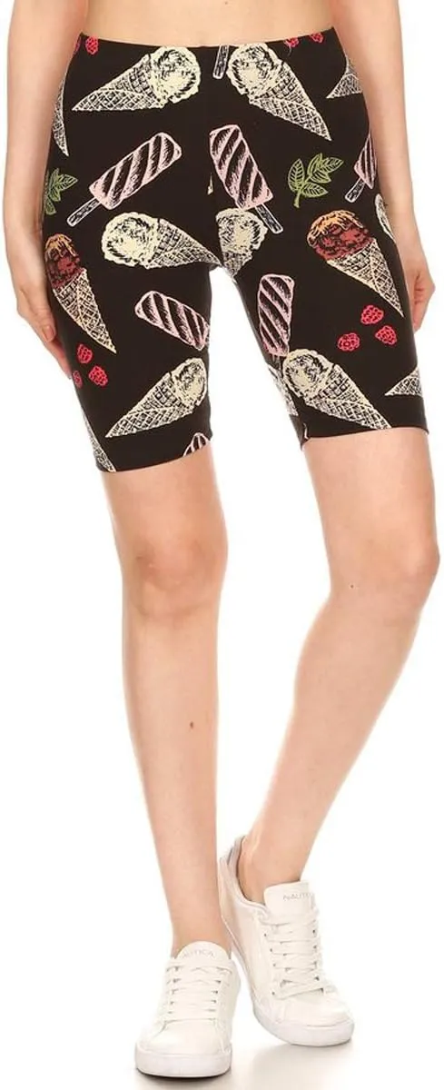 Leggings Depot Printed Fashion Biker Shorts