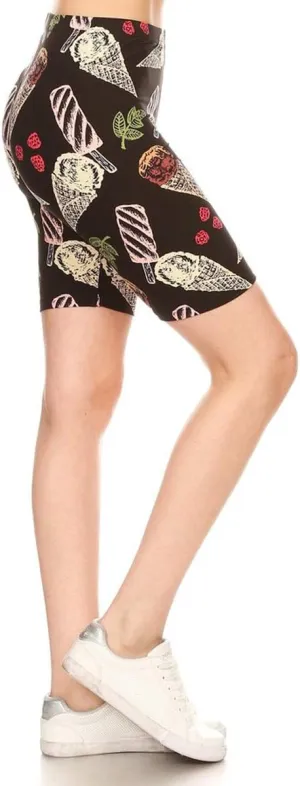 Leggings Depot Printed Fashion Biker Shorts