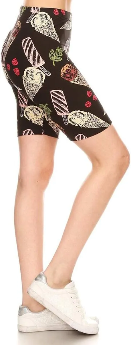Leggings Depot Printed Fashion Biker Shorts