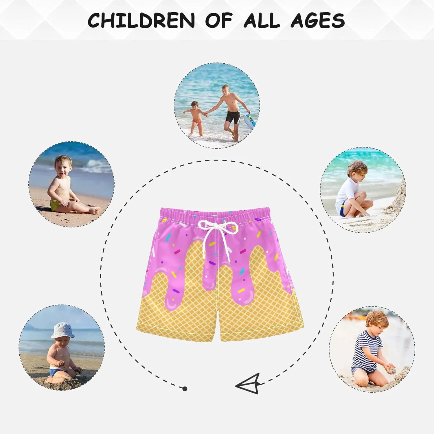Little Boys Swim Trunks Beach Board Shorts Quick Dry Swimsuit Bathing Suits with Mesh Lining