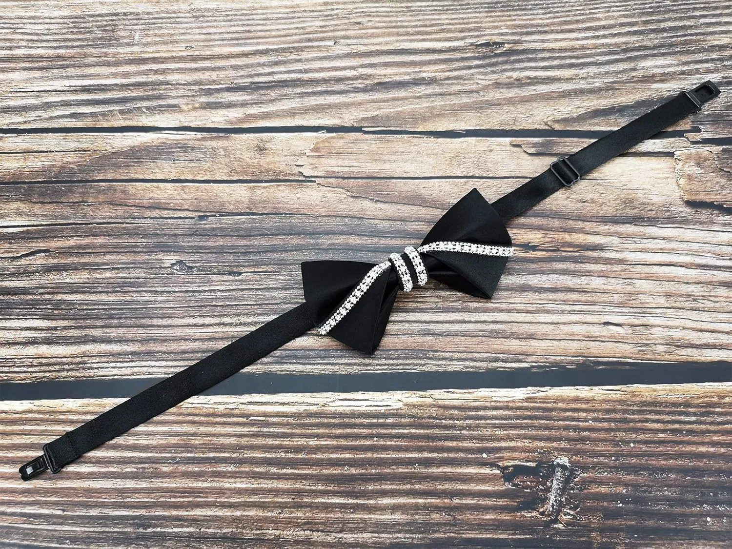 Men's 100% Satin Silk Luxury Crystal Rhinestone Shining Pre-tied Solid Bow Ties Bling Bowties