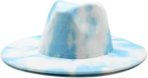 New European-American Style Large Brim Woolen Top Hat, Dyed Jazz Hat, Autumn and Winter Gradient Felt Hat Fengyan Cowboy Hats