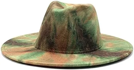 New European-American Style Large Brim Woolen Top Hat, Dyed Jazz Hat, Autumn and Winter Gradient Felt Hat Fengyan Cowboy Hats