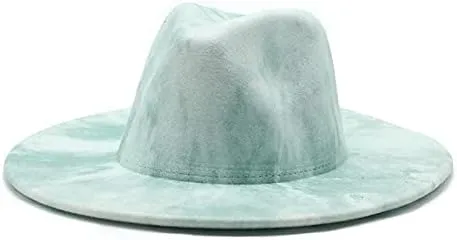 New European-American Style Large Brim Woolen Top Hat, Dyed Jazz Hat, Autumn and Winter Gradient Felt Hat Fengyan Cowboy Hats